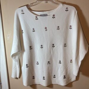 Milano Cream Sweater with Floral Embellishments